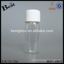 small glass tube bottle with screw cap and foam lid, alibaba china tube glass vial, 5ml mini tube bottle for perfume oil, oem